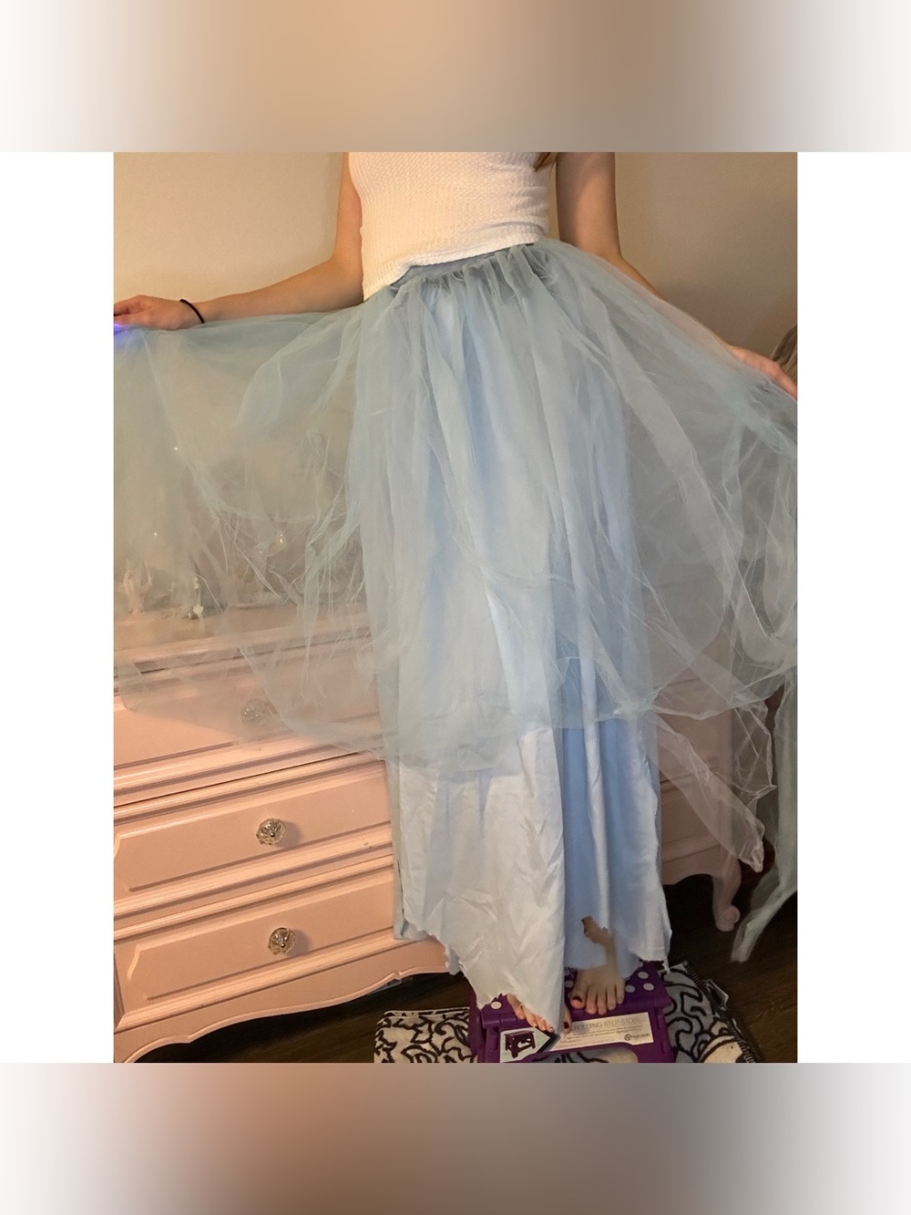 Light Blue Tulle Layered Skirt
